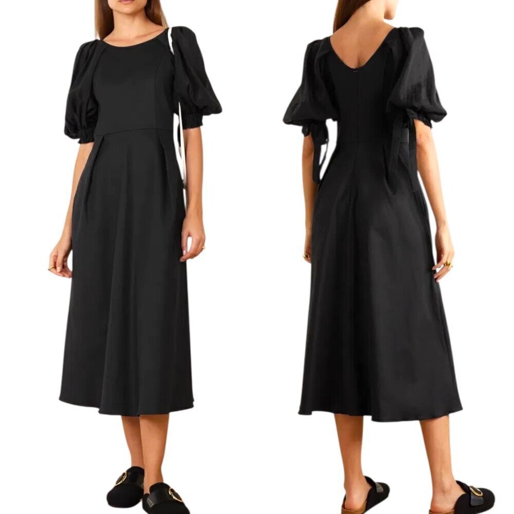 Mother of Pearl London - Women’s ‘Florence’ Midi Dress - Black, Size 10 UK, 6 US